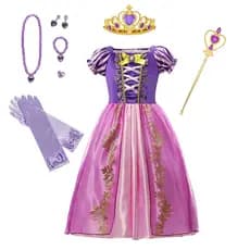 Meninas Vestido De Princesa Crianças Festa De Aniversário Carnaval Halloween Cosplay Rapunzel Traje Vestidos