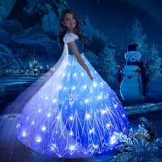 Frozen Princesa Elsa LED Light Up Vestido Para Meninas Crianças Roupas De Festa Cosplay Neve Rainha Carnaval De Baile De