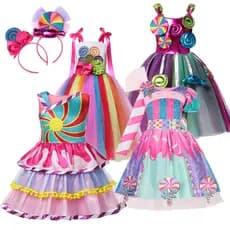 2023 Vestido De Carnaval Candy Dress for Girls Purim Festival Fancy Lollipop Verão Tutu Baile De Festa