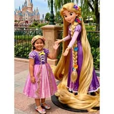 Princesa Rapunzel Vestido De Cabelo Longo + Peruca Longa Trançada Conjunto Crianças Cosplay Traje Festa De Halloween Des