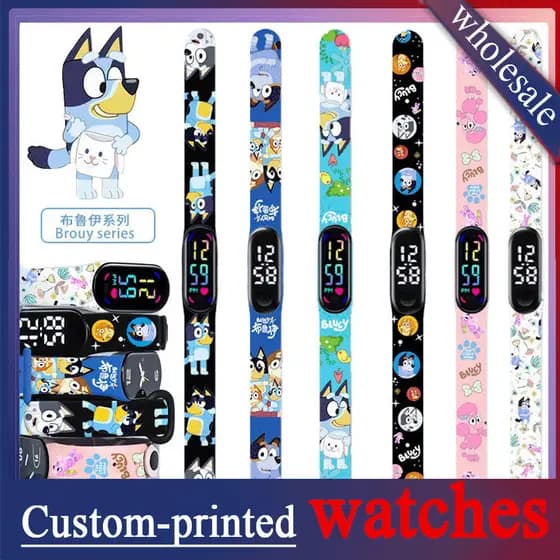 [Atacado] Pulseira de relógio eletrônico impressa Bluey/relógio eletrônico infantil