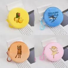Carteira de pelúcia Brainrot desenho animado colorido crianças estudante bolsa de moedas portátil