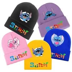 Stitch crianças chapéu de malha masculino feminino dos desenhos animados outono inverno quente impresso chapéu de lã