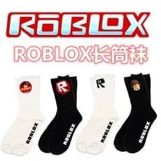 Meias impressas masculinas mulheres ROBLOX outono inverno comprimento médio respirável absorvente de suor quente multico