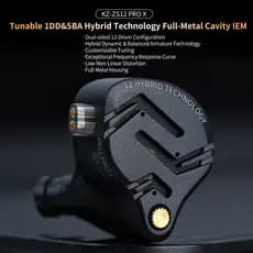 KZ ZS12 PRO X Fones De Ouvido Metálicos 1DD + 5BA Híbrido HIFI Baixo No Com Monitor De Música Esportiva Ruído Cancelando Novo Chegada