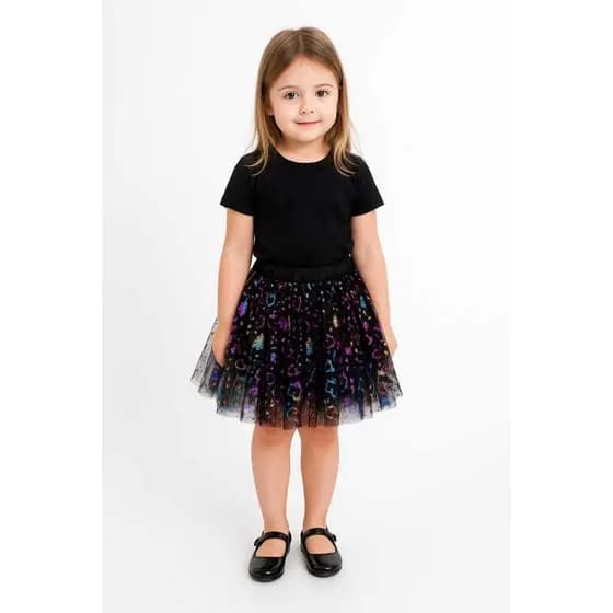 saia de tule halloween em 3 camadas .