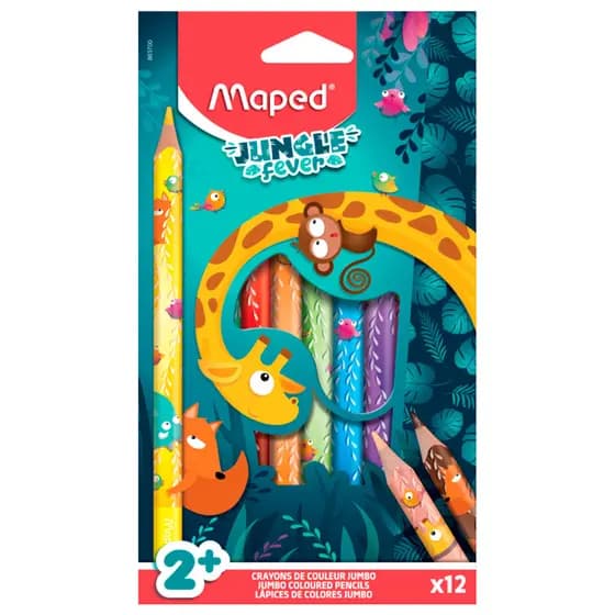Lápis de cor Jungle Fever Jumbo 12 cores 863700 Maped