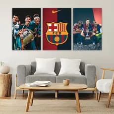 KIT 3 Quadros Decorativos Trios Barcelona - Quadro Decoração Quarto ou Sala