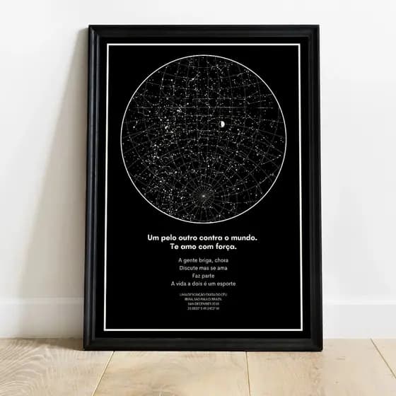 Quadro Decorativo Mapa Estelar - Namorados - Mapa de Estrelas  - Personalizado - Mapa Celeste