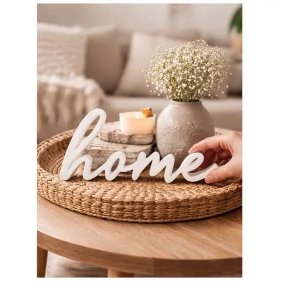 Placa Decorativa 3D “Home” Minimalista | Decoração Moderna para Sala e Quarto
