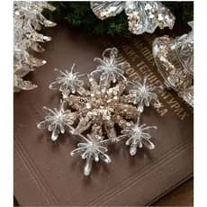 Enfeite de árvore de Natal Floco de neve cintilante, pingentes de decoração de cristal