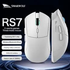 SMAILWOLF RS7 Bluetooth mouse para jogos sem fio e com fio  três modos PAW3311