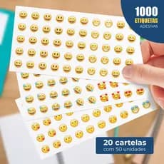 1000 Etiquetas Adesivas Emojis em Vinil Adesivo Recortado Cartela de Adesivos para Caderno Adesivo Escolar Infantil