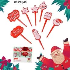 Mini garfos palitos infantis petiscos lanches Frutas - Tema: NATAL