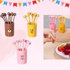 Kit 10 Mini Garfinhos Divertidos para Frutas, Lanches e Festas + Copinho