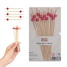 10 Palitos Bambu Descartáveis Para Petiscos -Pérola Vermelho