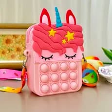 Bolsa de Ombro Pop It Antiestresse para Menina, Mochila Infantil De Silicone Unicórnio