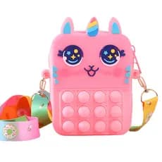 Bolsa de Ombro Pop It para Menina, Mochila Infantil De Silicone Unicórnio Feliz