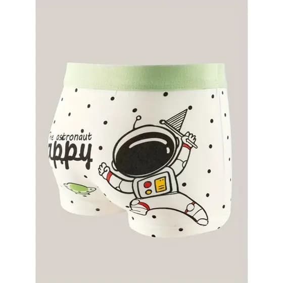 4 Peças de Cuecas Boys Menino Cartoon Infantil De Astronautas Personalizadas De Algodão Para Crianças E Bebês