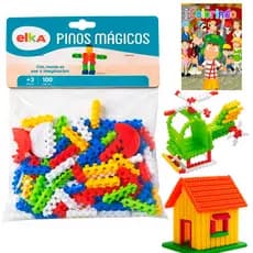 Brinquedo Educativo de Montar Pinos Magicos Kit com 100 Peças Brinquedos de Menina e Menino Elka