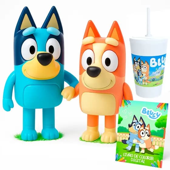 Kit Boneca Bluey e Bingo Cachorrinha Alegre Original Série Brinquedos de Menino e Menina Elka