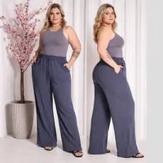 Calça Duna  Plus Size  Feminina GG G1 G2 G3 | Cintura Alta, Bolso Visível, Confortável e Elegante