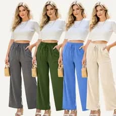 Calça Duna Feminina Cintura Alta com Bolsos – Elegante para Trabalho e Escritório