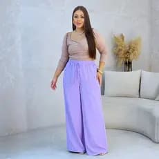 Calça Pantalona Plus Size Feminina Duna Cintura Alta, Elegante, Confortável, com Bolso Visível