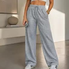 Calça Moletom Feminina Inverno Quente Peluciada Cintura Alta Modelo Pantalona