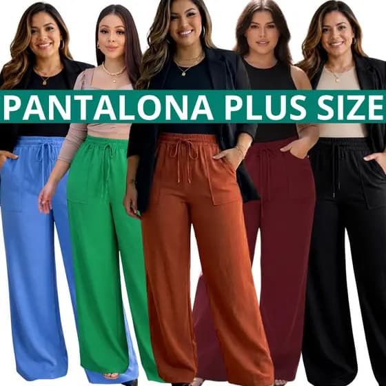 Calça Pantalona Feminina Plus Size Soltinha Elegante Tecido Duna Conforto Máximo Cintura Elástica