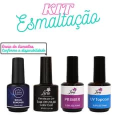 Kit Esmaltação Em Gel Esmalte Top Coat Primer Removedor
