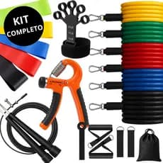 Kit Completo Treino em Casa - Elásticos Extensor Dedos Mini Band Corda HandGrip + Brinde