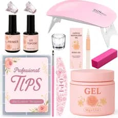 Kit Alongamento De Unha Gel Cabine Estufa Sun Mini 6w + Top Coat + Primer + 100 Unhas Tips/Acrigel/Porcelana