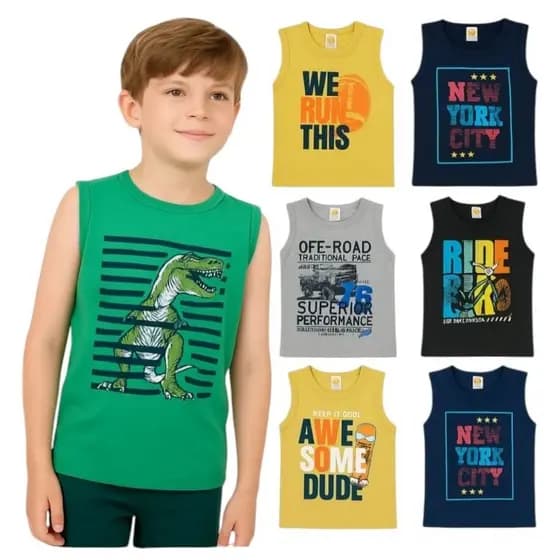 Kit 5 Camiseta Infantil Menino 2 a 8 Anos Algodão Estampada Roupa de Verão
