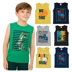 Kit 5 Camiseta Infantil Menino 2 a 8 Anos Algodão Estampada Roupa de Verão