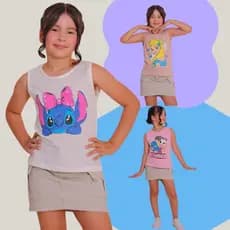 Kit 5  Regata Infantil Menina 100% Algodão – Tamanhos 2 4 6 8 anos