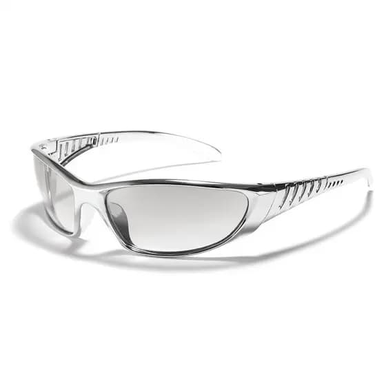 Y2K Óculos De Sol Prateados Cor Oca Futuro Sentido De Tecnologia Vermelhos Femininos Da Moda Masculina