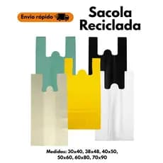 Sacola forte Reforçada 1kg Reciclada Preta Verde Amarela e Leitosa