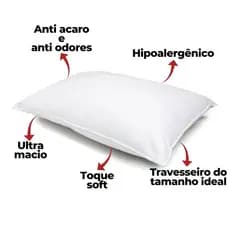 Travesseiro Pluma de Ganso Descanso Antiacaro 70x50cm Macio Luxo