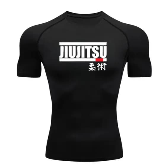 Camisa De Compressão Rash Guard JIUJITSU Manga Curta Treino Ginástica Camiseta Esportiva