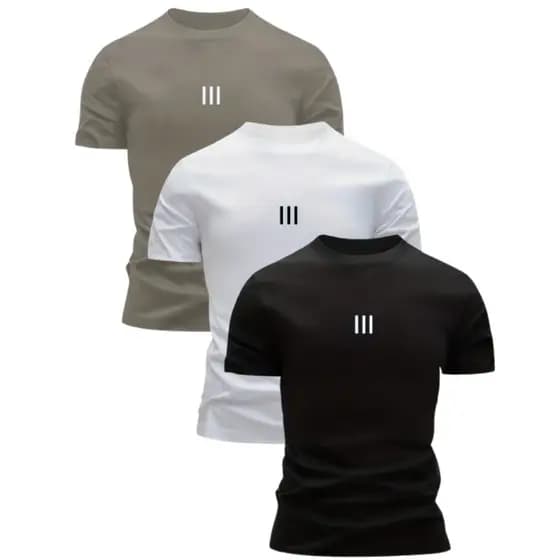 Kit 3 Camisetas Dry Fit com Elastano Slim Fit Dia Dia Academia Treino