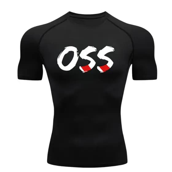 Camisa De Compressão Rash Guard OSS Manga Curta Treino Ginástica Camiseta Esportiva