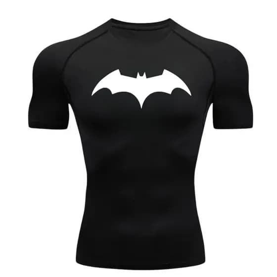 Camisa De Compressão Batman 3 Manga Curta Treino Ginástica Camiseta Esportiva
