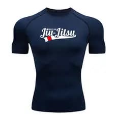 Camisa De Compressão JIUJITSU 2 Manga Curta Treino Ginástica Camiseta Esportiva