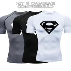 Kit 3 Camisas Camisetas de Compressão Academia Treino