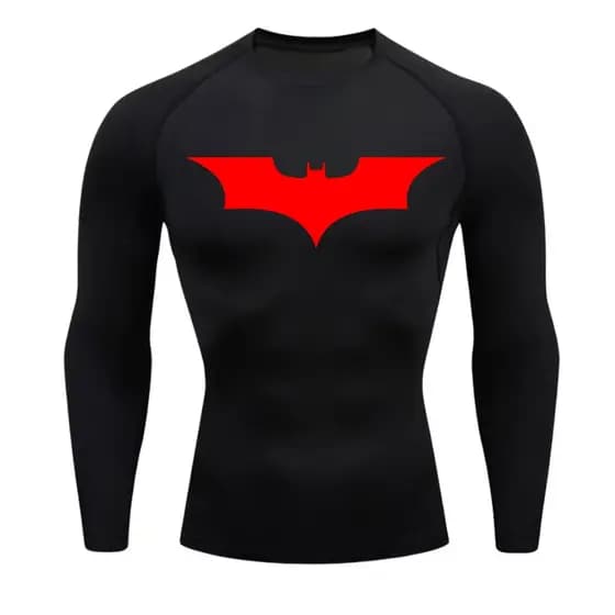 Camisa De Compressão BATMAN MANGA LONGA Treino Ginástica Camiseta Esportiva