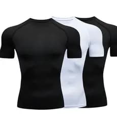 KIT 3 Camisas De Compressão Rash Guard LISA Manga Curta Treino Ginástica Camiseta Esportiva JiuJitsu