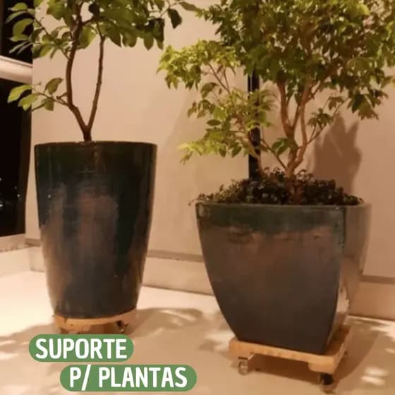 Carrinho Deck Para Vaso De Plantas Madeira Suporte Rodinhas Quadrado Botijão de Gás
