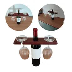 Porta Garrafa Vinho Madeira Maciça Artesanal Rustico Chique