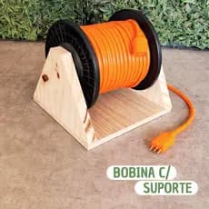 2 Suportes Madeira Bobina Extensão100M Fios E Fitas Enrolar